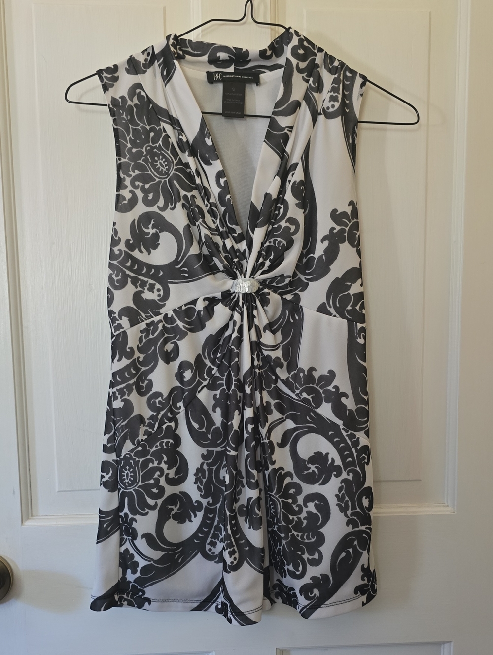 INC International Concepts Scroll Print Twist-Front Tank Top Size S